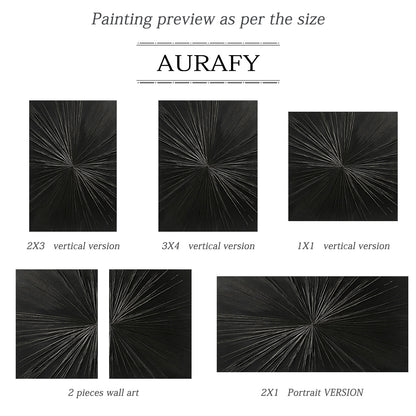 Minimalist Black Wall Art Tactile High-Relief Scratch-Textured Silver Metallic Lines Sculpted Abstract AURA456