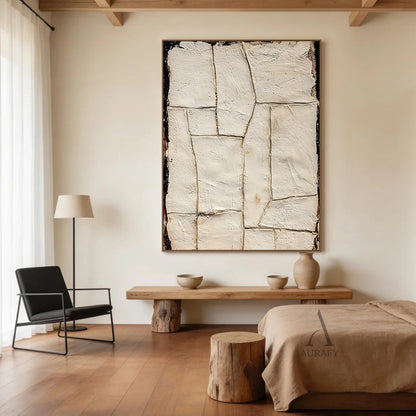 Beige 3D Textured Painting for Modern Living Room Home Decor AURA363
