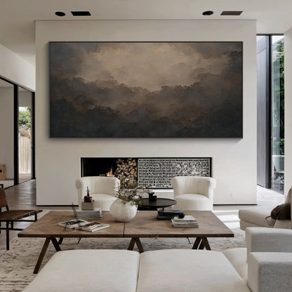 Veiled Ridges, Brown Abstract Mountain Wall Art AURA875
