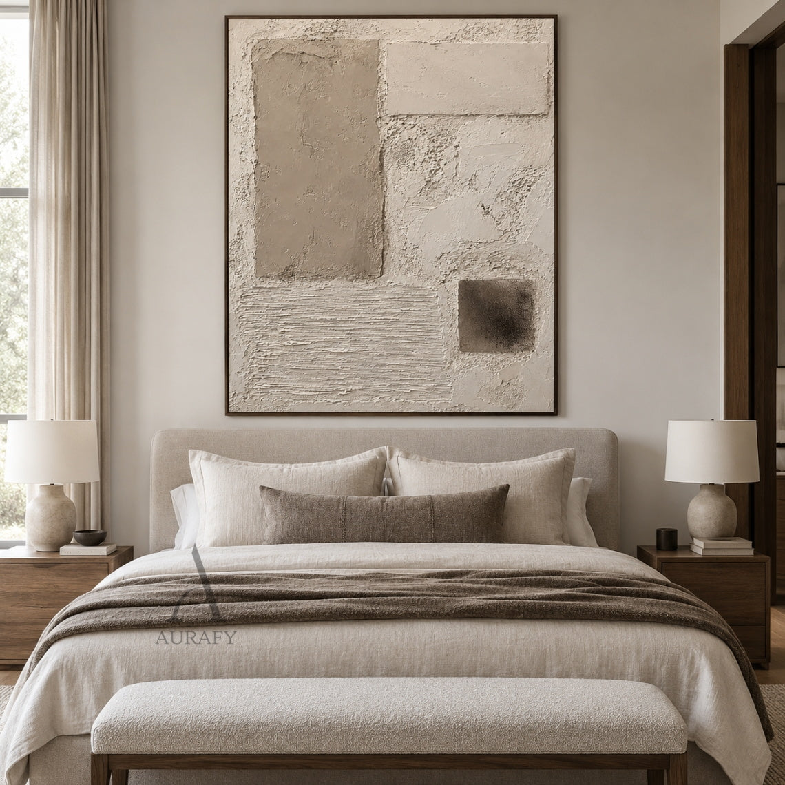 Plaster Rhythm, Beige Ridged and Cracked 3D Wall Art AURA867