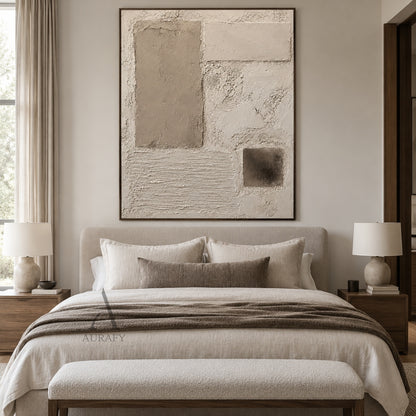 Plaster Rhythm, Beige Ridged and Cracked 3D Wall Art AURA867