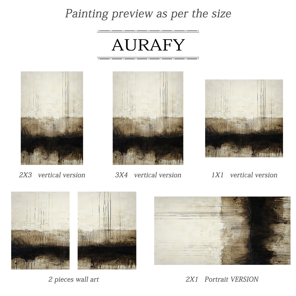 Wabi Sabi Beige Black Abstract Art with Dripped Paint Scratch Marks Tactile Texture Vertical Lines AURA590