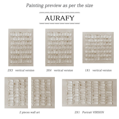 Beige Abstract Art High-Relief Plaster Tactile Grid Hand-Applied Irregular Edges Modern Organic AURA604