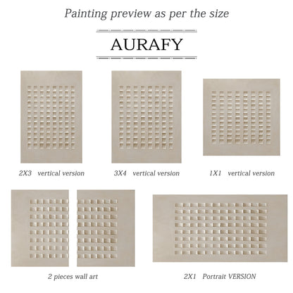 Abstract Beige Plaster Art Modern Minimalist Structured Grid High-Relief Tactile Wabi-Sabi Sculpted Decor AURA633