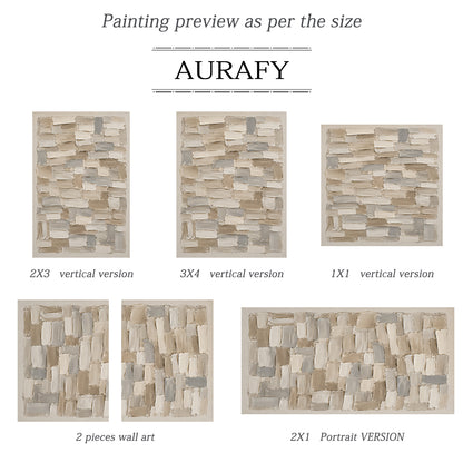 Textured Abstract Wall Art Beige Neutral Knife Stroke High Relief Plaster Minimalist Canvas AURA756