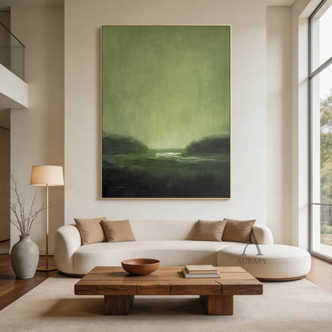 Stylish Unique Modern Abstract Green Wall Art for Interior Decor AURA390