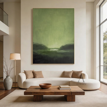Stylish Unique Modern Abstract Green Wall Art for Interior Decor AURA390