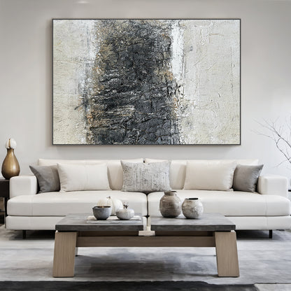 Wabi Sabi Abstract Wall Art Beige Black Textured Home Decor AURA219