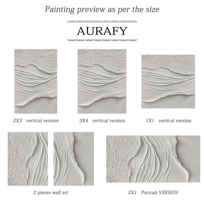 White Sea Textured Artwork High-Relief Plaster Tactile Surface Sculpted Lines Modern Organic AURA443