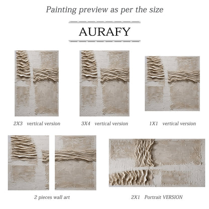 Soft Fold, Beige Brown Mesh and Plaster Textured Painting AURA857