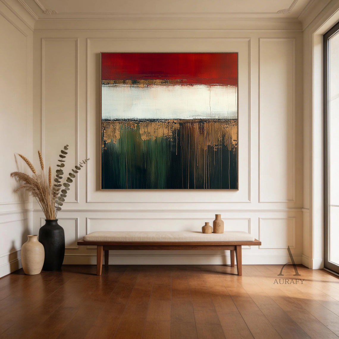 General Abstract Red Yellow Wall Art for Home Decor AURA383