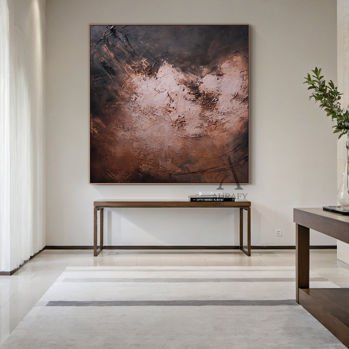 General Abstract Red Brown Wall Art Modern Home Decor Print AURA248