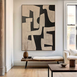 General Abstract Beige Black Textured Wall Art Modern Home Decor-AURA179