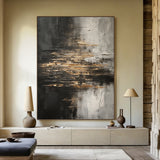 Fractured Horizon-Black & Gray Abstract Spatial Field-AURA103