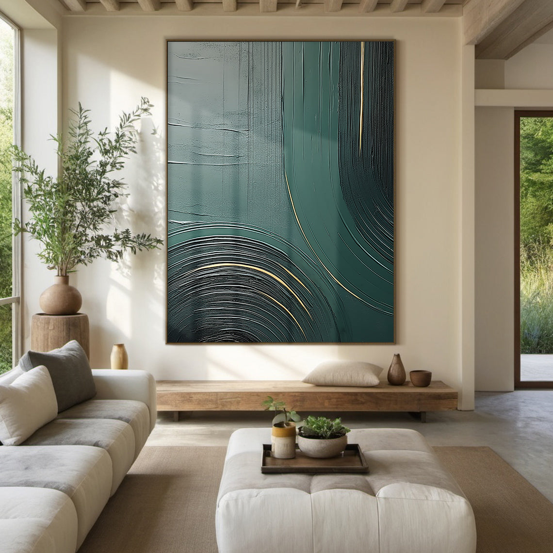Quiet Current-Green Abstract Spatial Field-AURA101