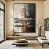 Bronze Axis Canvas-Charcoal & Ivory Textured Wall Art-AURA102