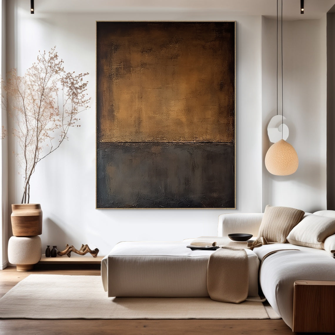 Modern Abstract Brown Textured Wall Art for Living Room Decor - AURA189