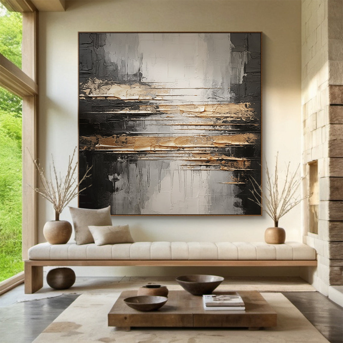 Silent Contrast-Black & Gray Abstract Spatial Field-AURA100