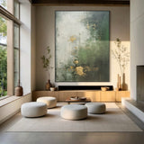 Verdant Haze Canvas Forest Green & Mist Gold Textured Wall Art-AURA078