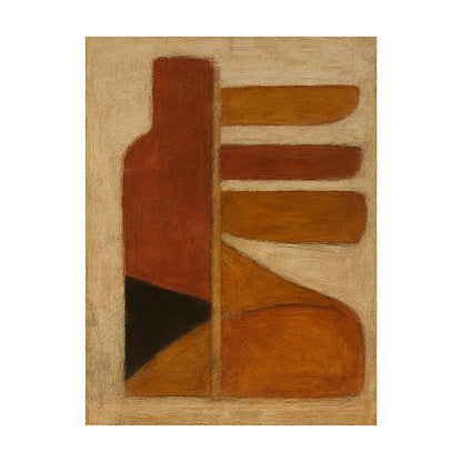 Brown Abstract Art Geometric Rustic Brushstroke Texture Tactile Modern Organic Wall Art AURA640