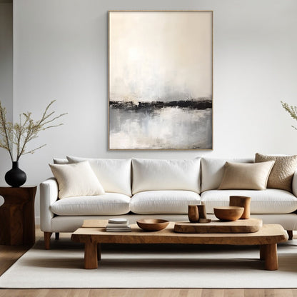 Minimalist Beige Gray Abstract Wall Art for Modern Living Room-AURA183