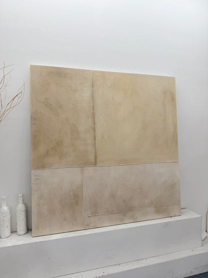 Beige Abstract Plaster Textured Wabi-Sabi Japandi Minimalist Tactile Canvas Neutral Modern Organic Wall Decor AURA733