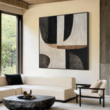 Curved Harmony Black Brown Texture Wall Art-AURA053