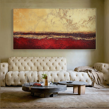 General Abstract Red Yellow Layered Cracked Tactile Artwork Rich Warm Earthy Textures AURA613