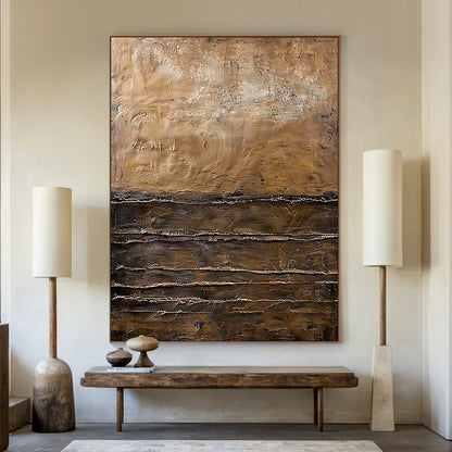 Modern Wabi Sabi Brown Black Abstract Wall Art for Living Room - AURA185
