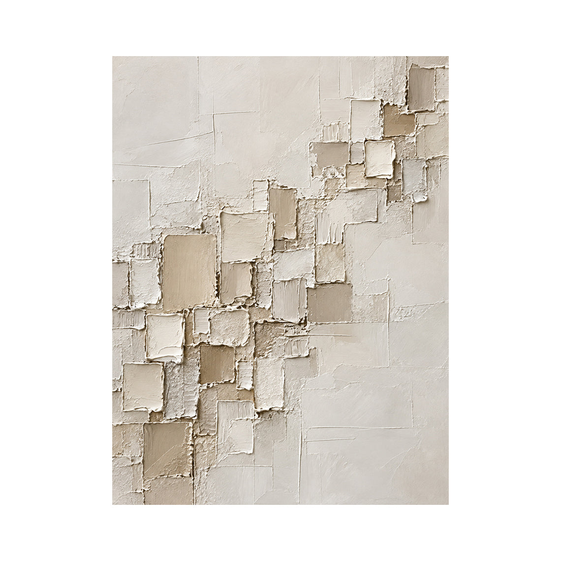 Floating Squares, Beige High-Relief Plaster Painting AURA864