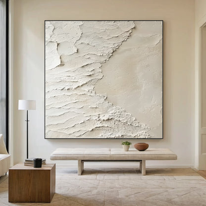 Peeling Plaster Canvas – Off-White & Cream Tones – AURA009(Horizontal)
