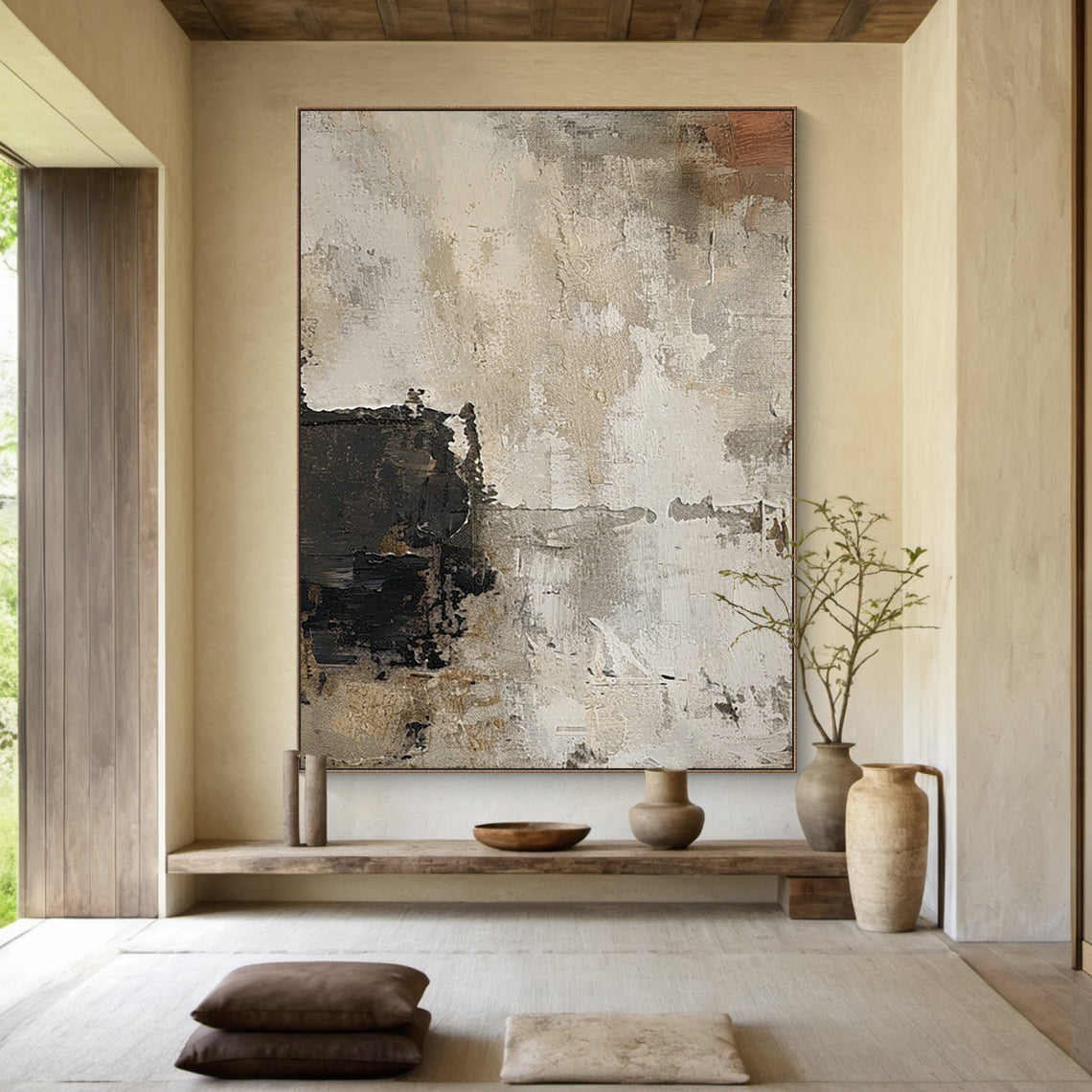 Quiet Patina-Beige Abstract Wall Art Field-AURA134