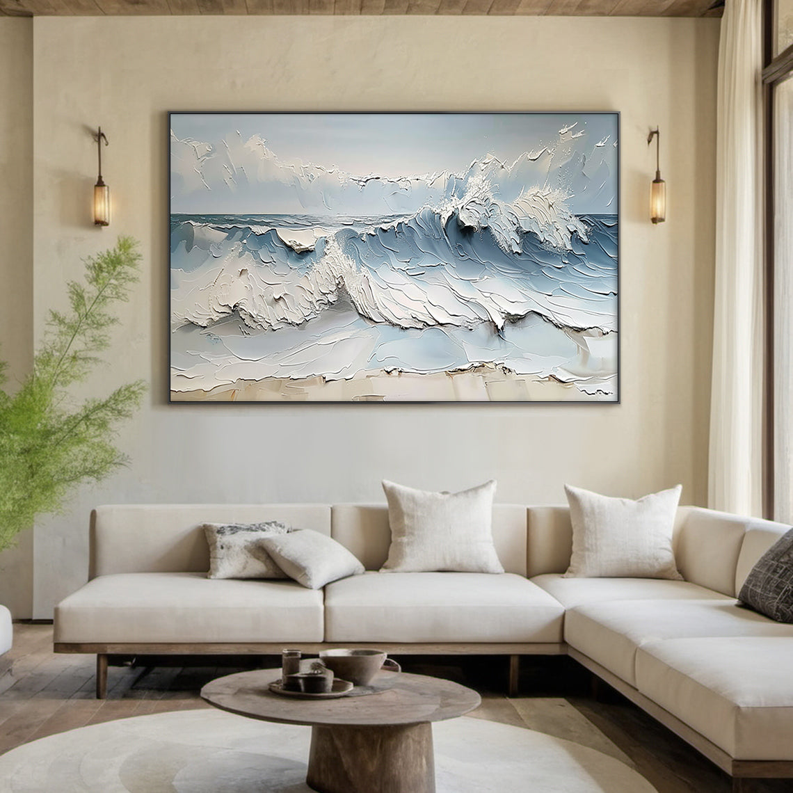 Azure Tides-Blue & White 3D Textured-AURA059