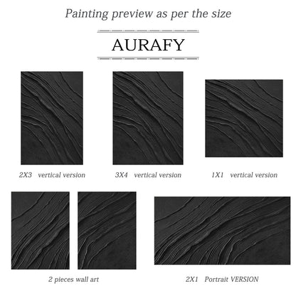 Minimalist Black Wall Art Sculpted Wave-Layered Tactile High-Relief Modern Organic Decor Piece AURA449