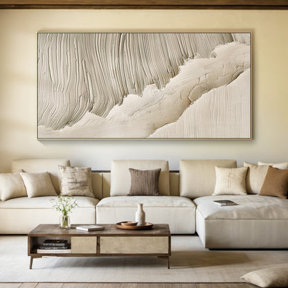 Gentle Tide-Beige Wave Texture Field-AURA148