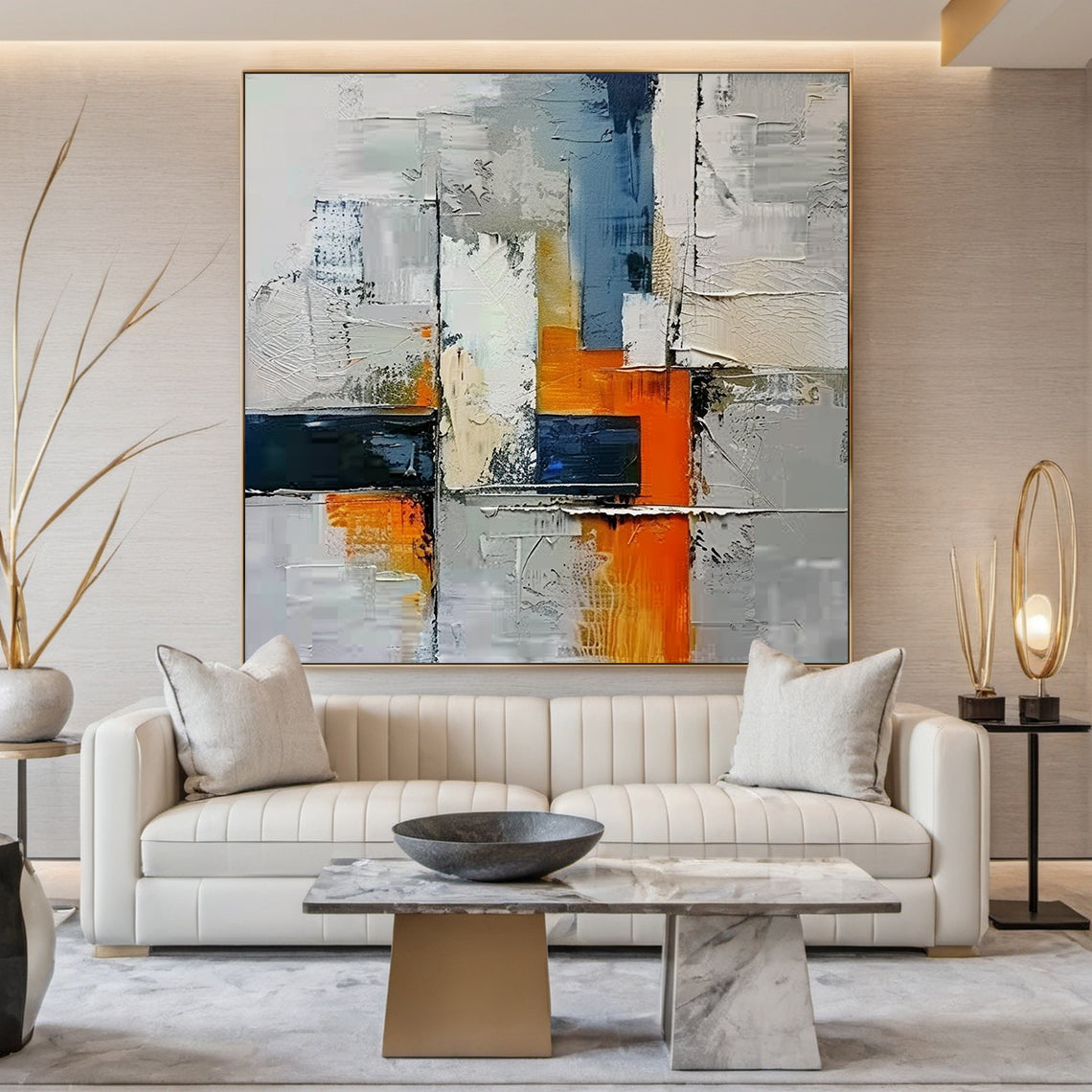 Silent Structure-Gray Abstract Geometry Art-AURA113