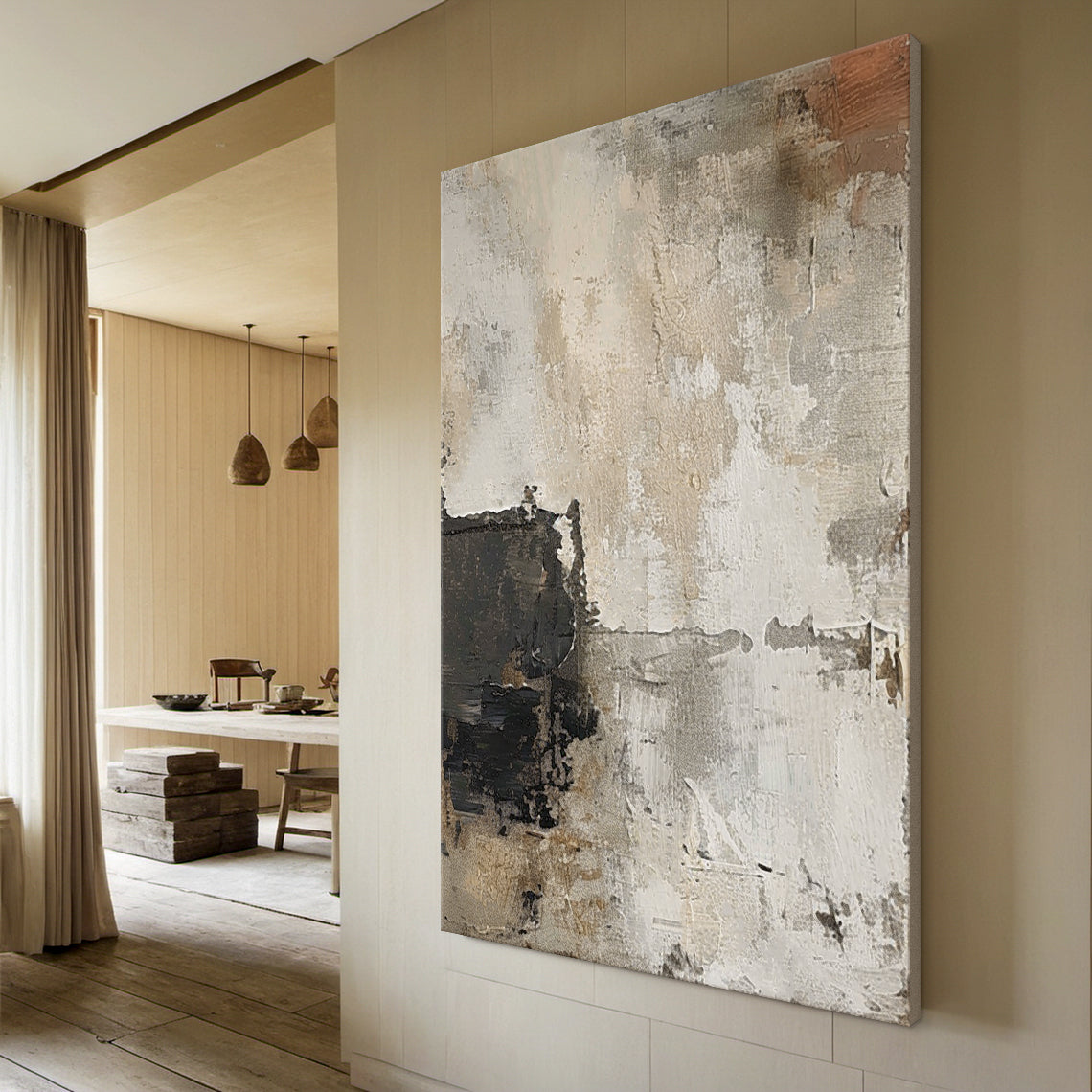 Quiet Patina-Beige Abstract Wall Art Field-AURA134