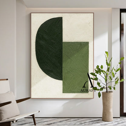 Minimalist Wall Art Green Beige Brushstroke Textured Modern Organic Abstract Geometric Art AURA546