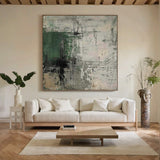 Abstract Minimalist Wall Art-Forest Green & Neutral Grays-AURA021
