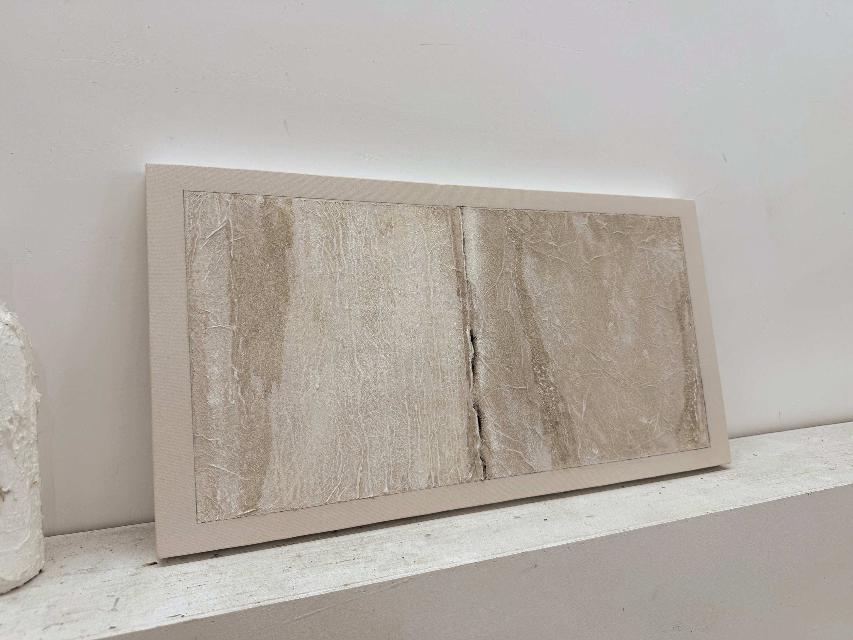 Wabi-Sabi Beige Plaster Textured Japandi Minimalist Abstract Tactile High-Relief Neutral Canvas Wall Artwork AURA740