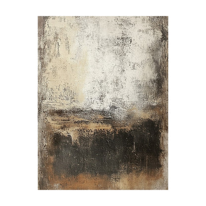 Wabi Sabi Abstract Art Beige Black Distressed Tactile Plaster-like Organic Wall Decor AURA591