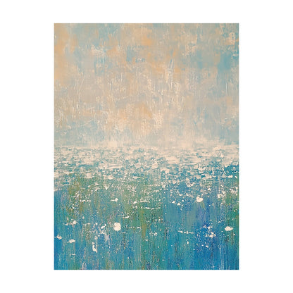 Abstract Beige Blue Art Tactile Surface Knife Strokes Modern Organic Textured Canvas AURA615