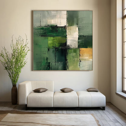 Wabi Sabi Green Abstract Wall Art for Living Room Decor AURA168