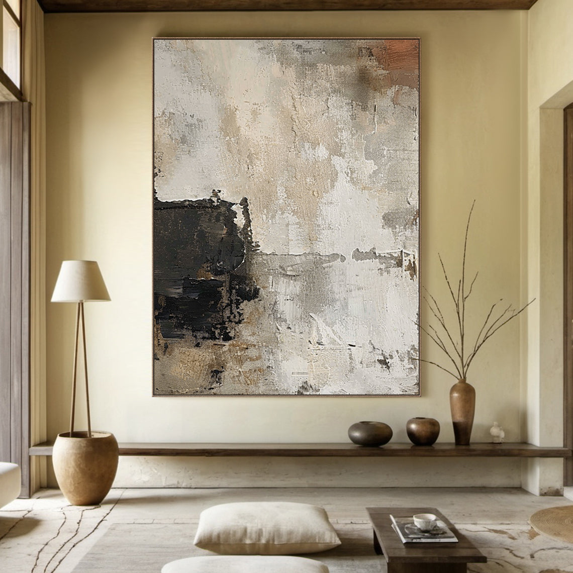 Quiet Patina-Beige Abstract Wall Art Field-AURA134