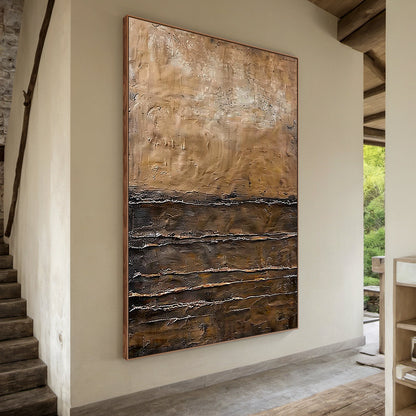 Modern Wabi Sabi Brown Black Abstract Wall Art for Living Room - AURA185