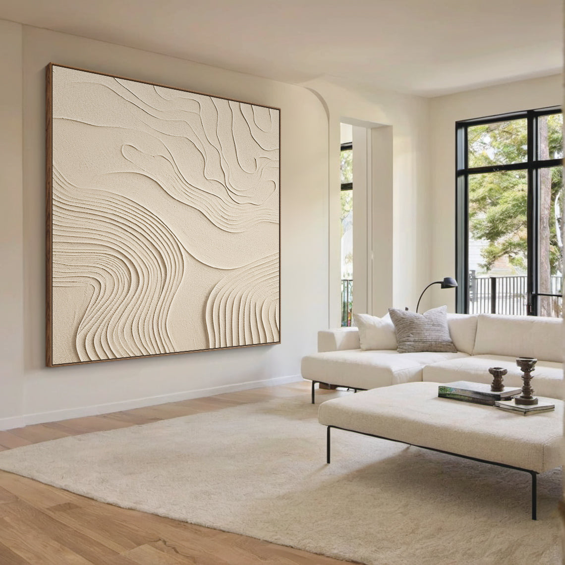 Organic Swirl Canvas – Cream Tones – AURA047(Vertical)