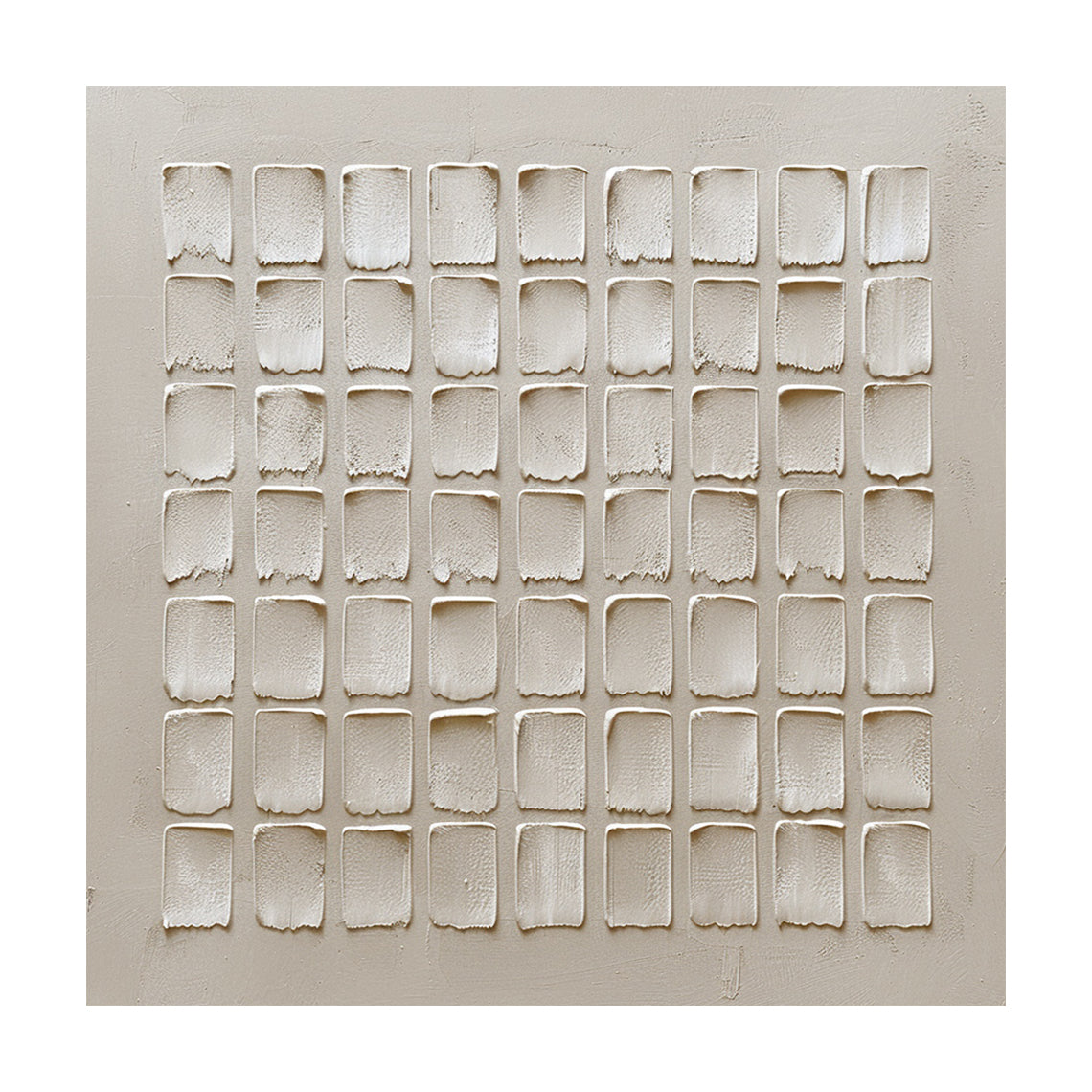 Beige Abstract Art High-Relief Plaster Tactile Grid Hand-Applied Irregular Edges Modern Organic AURA604