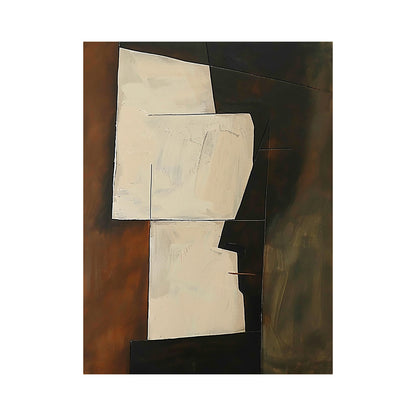 Beige Angular Abstract Forms on a Smoky Brown Ground - AURA841