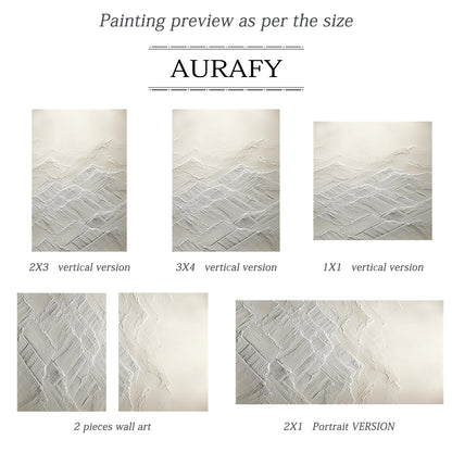 White Abstract Art High-Relief Tactile Knife Strokes Modern Minimalist Luxe Textured Canvas AURA500
