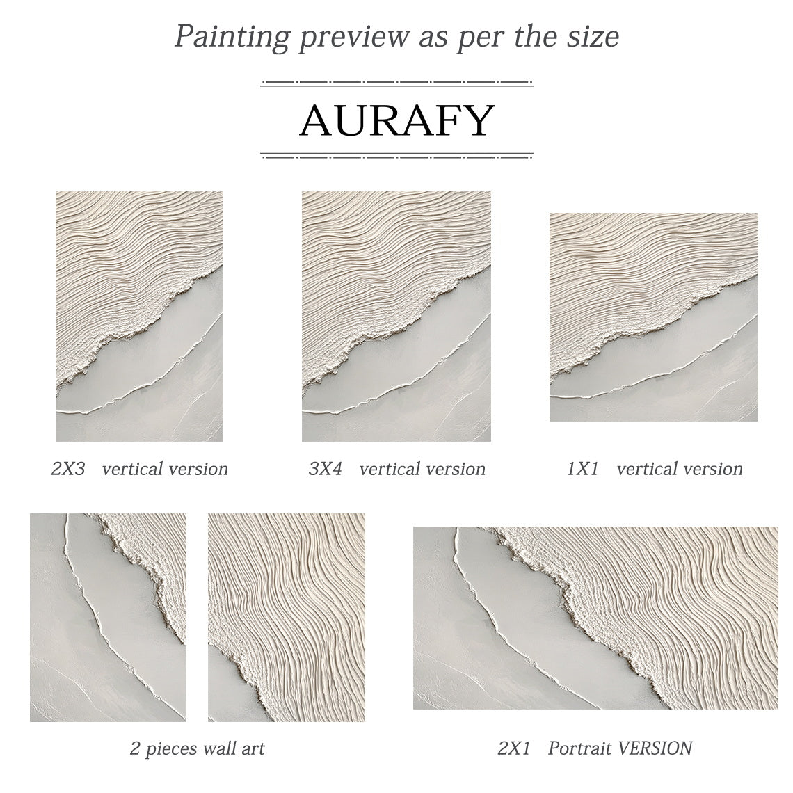 Beige Sea Abstract Impasto Sculpted Tactile Wall Art Modern Minimalist Luxe Canvas AURA442